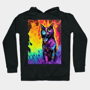 Psychedelic Tie dye Cat Hoodie